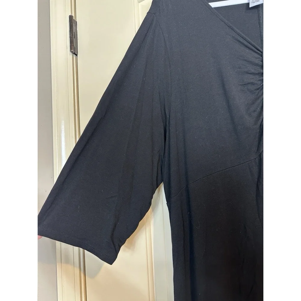 Catherines‎ Knit Midi Dress black Resort Plus Comfort Stretch Twist 0X 14/16W